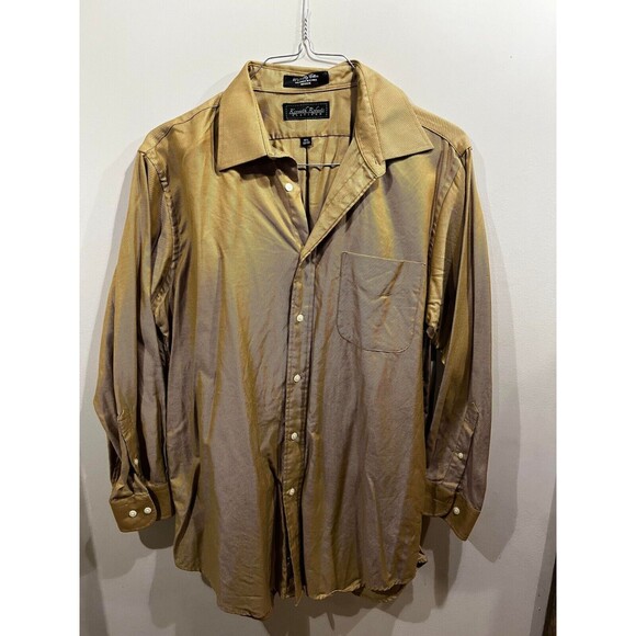 Kenneth Roberts Platinum Button Up Dress Shirt Mens 16 1/2 32/33 Tan - Picture 1 of 8